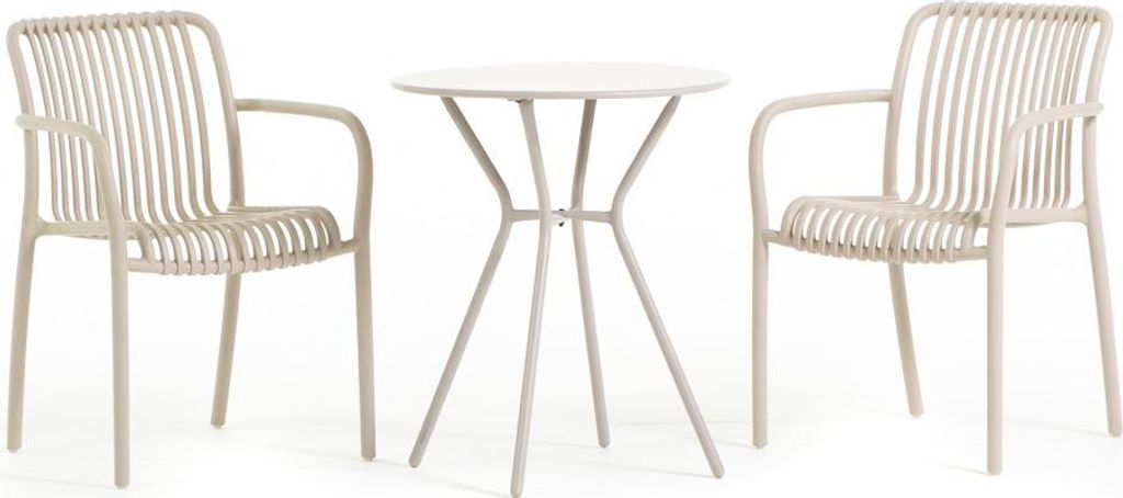 Set da balcone con tavolo rotondo Ø 60 cm in acciaio e 2 Immagine del prodotto 