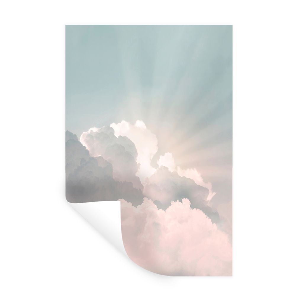 MuchoWow Wandtattoo Wandsticker Wandaufkleber Himmel - Wolken - Sonne - Natur 40x60 cm Selbstklebend und Repositionierbar - Wierderverwendbar - S...