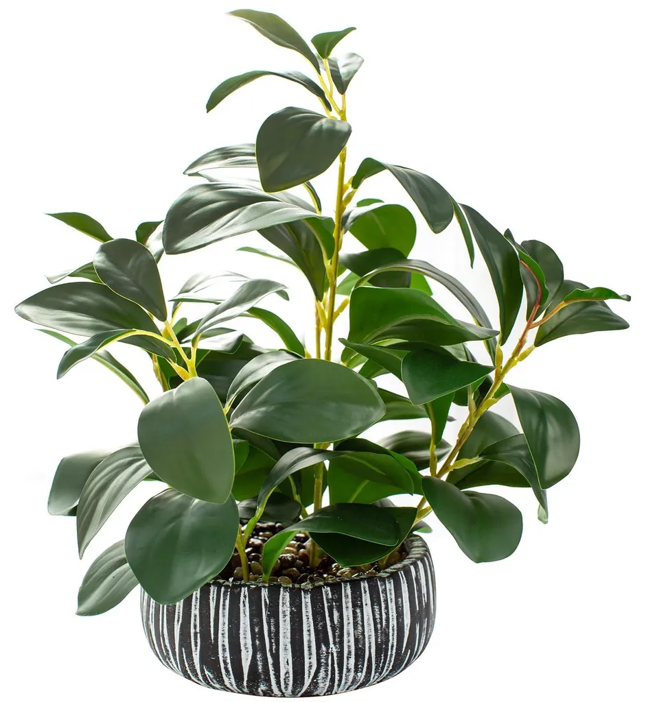 Plante artificielle pour étagère et bureau, pot noir chic de 32 cm