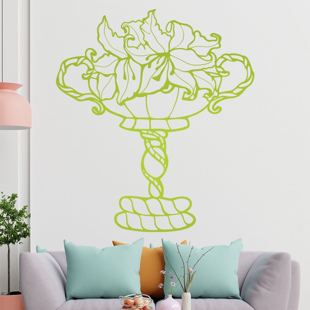 Pflanzen - Pokal - Dekoration Wandtattoo in 6 Größen - Wandaufkleber Wall Sticker - Dekoration, Küche, Wohnzimmer, Schlafzimmer, Badezimmer
