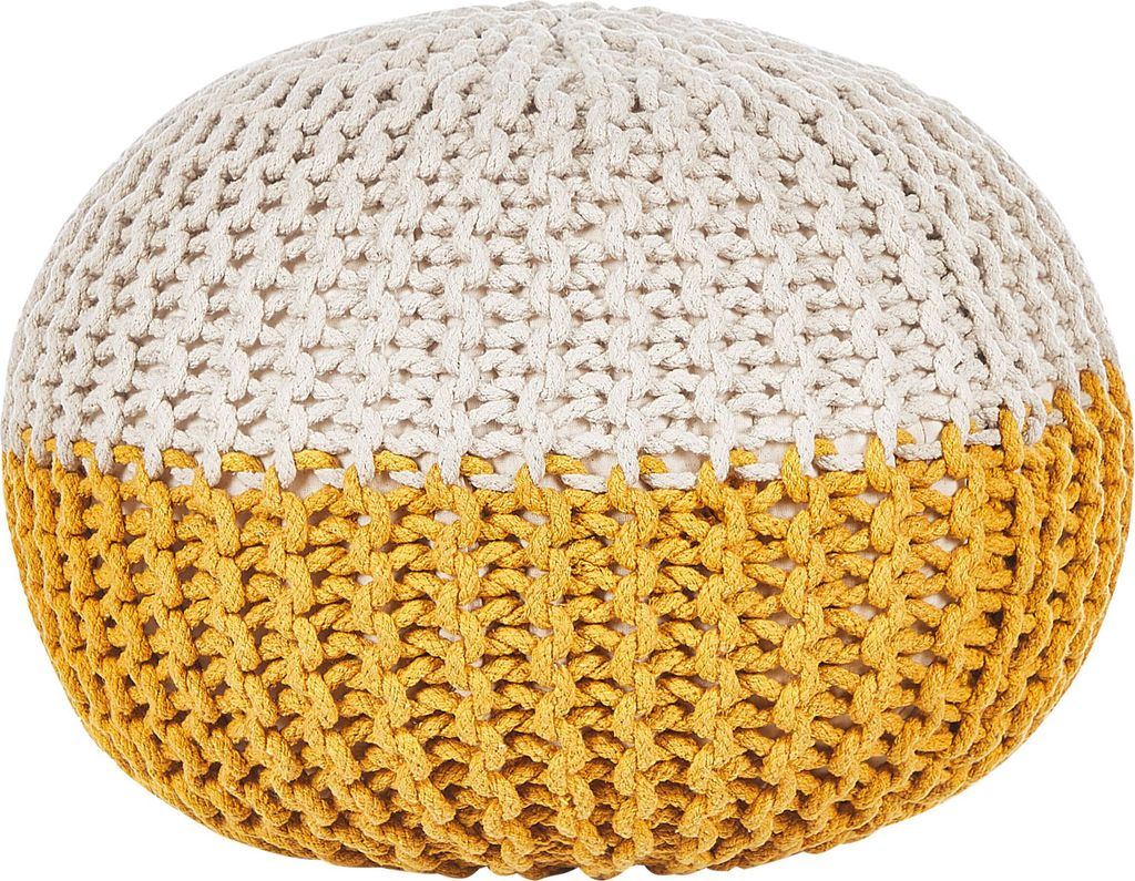 BELIANI Pouf Gelb/Beige 100% Baumwolle Rund 50 cm Elegant Modern