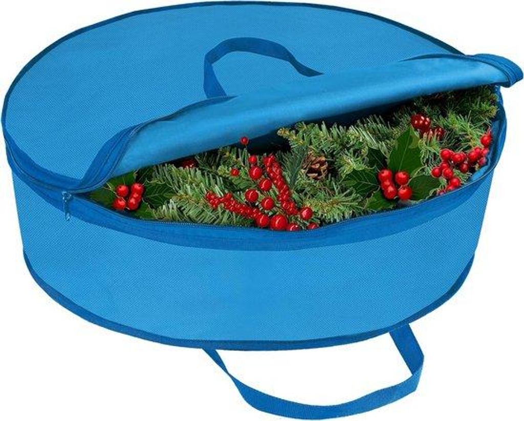 Famanu Aufbewahrungstasche Weihnachtskranz - Runde Form mit Handgriff und Reißverschluss