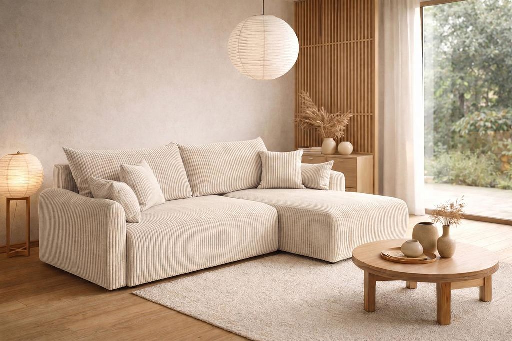 Kaiser Möbel Ecksofa mit Schlaffunktion, Cordstoff Poso, Produktbild 