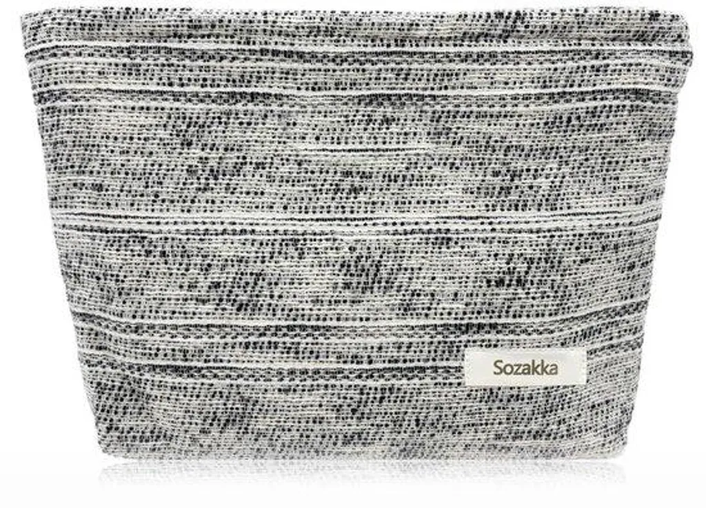 Trousse de maquillage en toile tissée noire pour femme et homme
