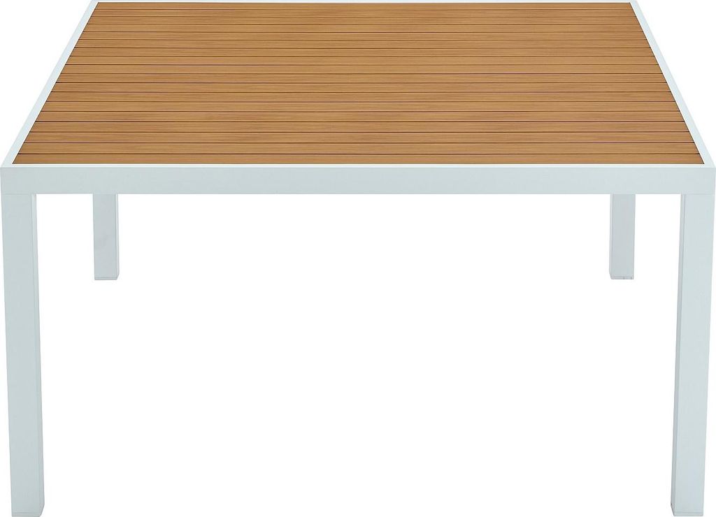 Quadratischer Aluminium-Gartentisch 140 cm lang - Natürliches Licht und weiß - MACILA by MYLIA