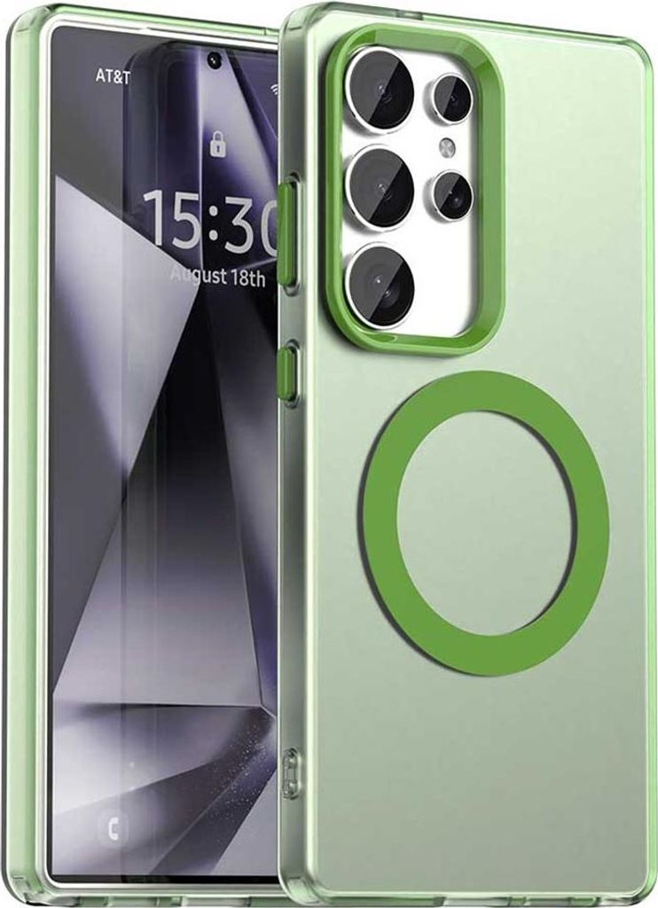 MagSafe Hülle für Samsung Galaxy S25 Ultra - Phonesta HardFrost Semi-Transparent Back Cover - Matt Grün