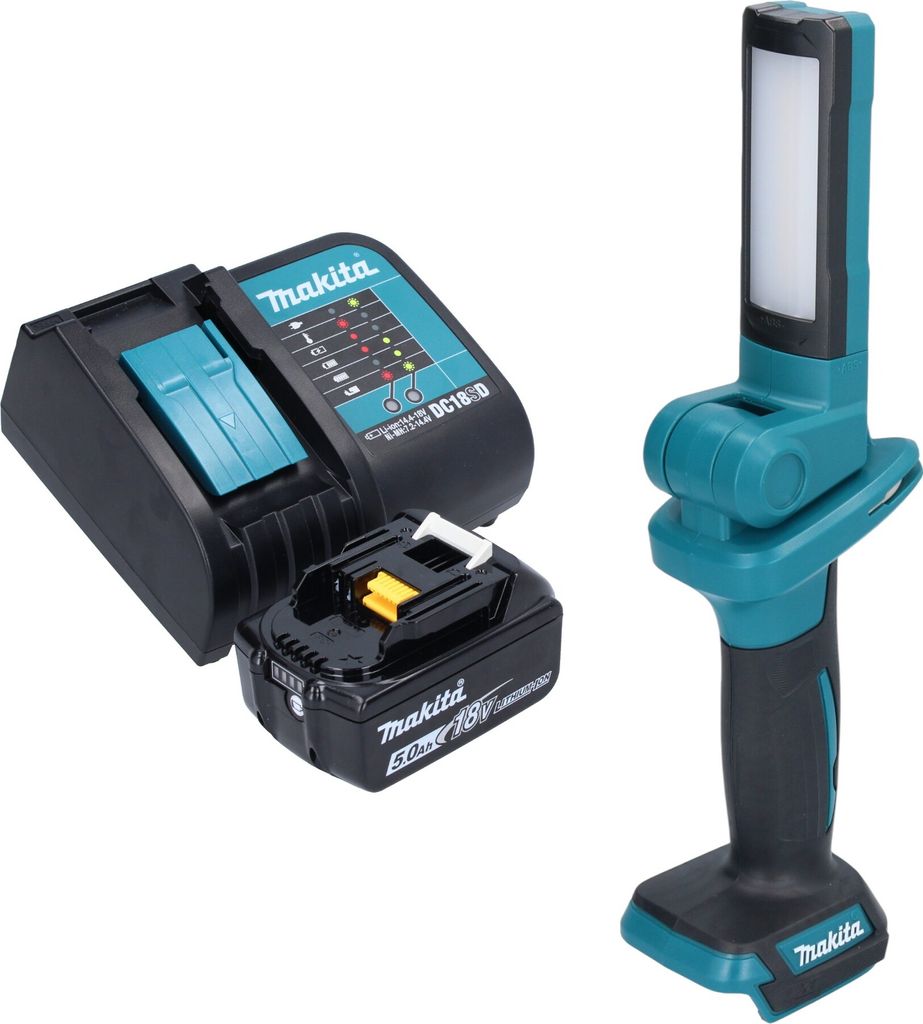Makita DML 816 ST1 Akku Arbeitsleuchte 18 V 100 - 500 lm LED + 1x Akku 5,0 Ah + Ladegerät
