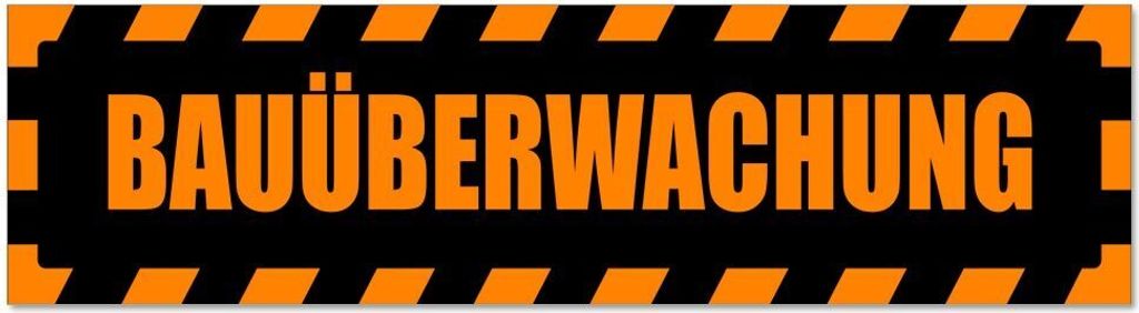 Kiwistar - Autoaufkleber - Orange - Schwarz - 30 x 8 cm - Bauüberwachung gestreift - Hinweis Aufkleber Sticker für Auto, Kfz, Fahrrad, PKW, LKW