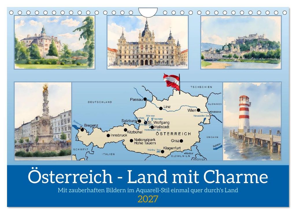 Österreich - Land mit Charme (Wandkalender 2027 DIN A4 quer), CALVENDO Monatskalender