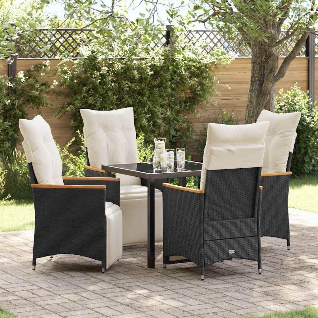 Maison Exclusive - Garten Essgruppe mit Kissen 5 pcs Schwarz Poly-Rattan