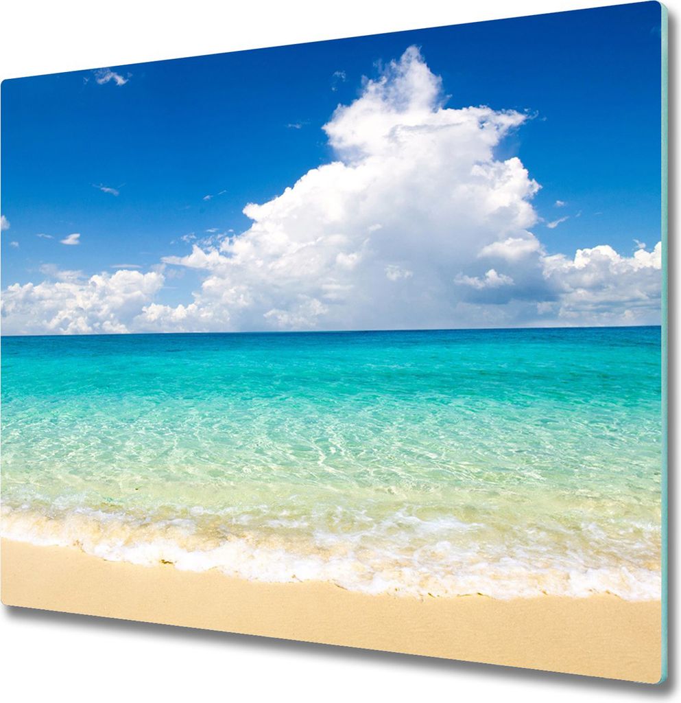 Glas Herdabdeckplatte 60x52 cm Spritzschutz Glasabdeckplatte Schneidebrett Paradiesstrand