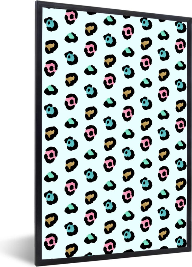 MuchoWow MuchoWow Gerahmtes Poster Farben - Pantherdruck - Muster 40x60 cm - Poster mit zchwarzem Bilderrahmen - Papierdruck - Wandbilder