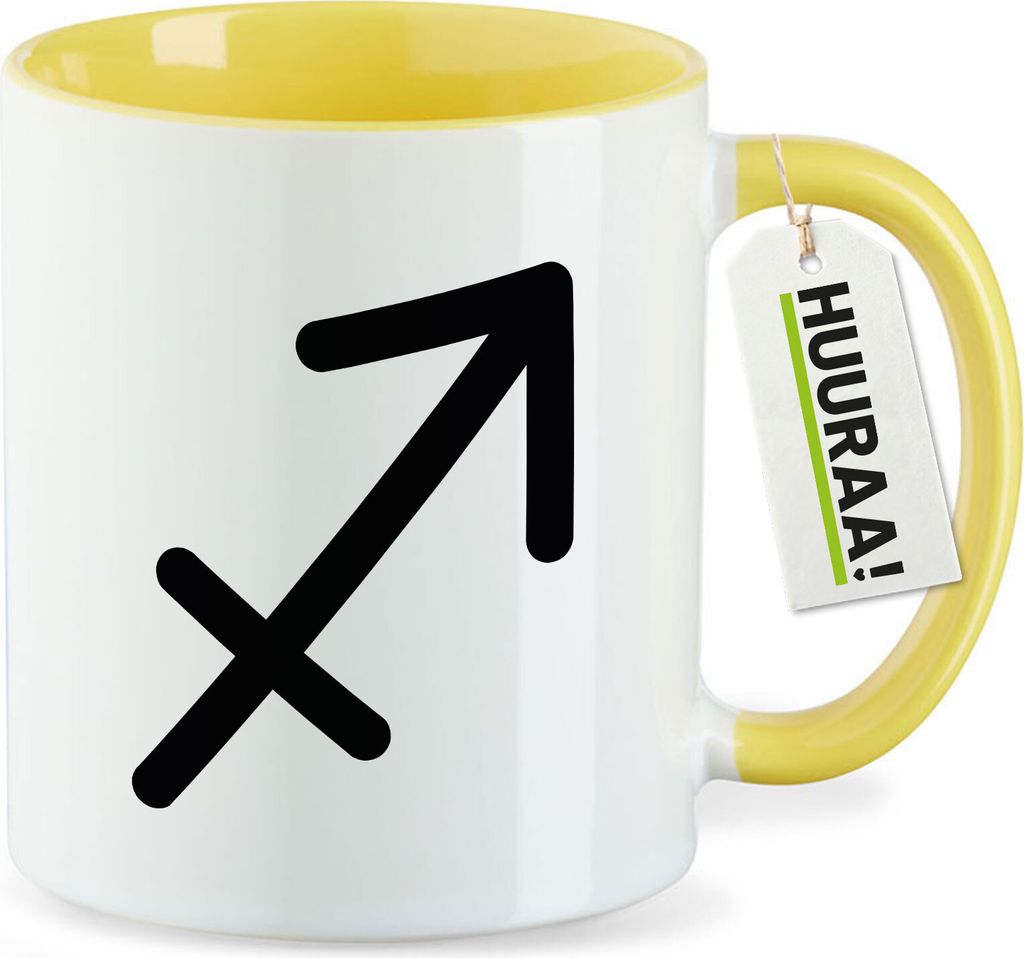 Huuraa Kaffeetasse Schütze Sternzeichen Zeichen 330ml Gelb Keramik Kaffeebecher Geschenkidee