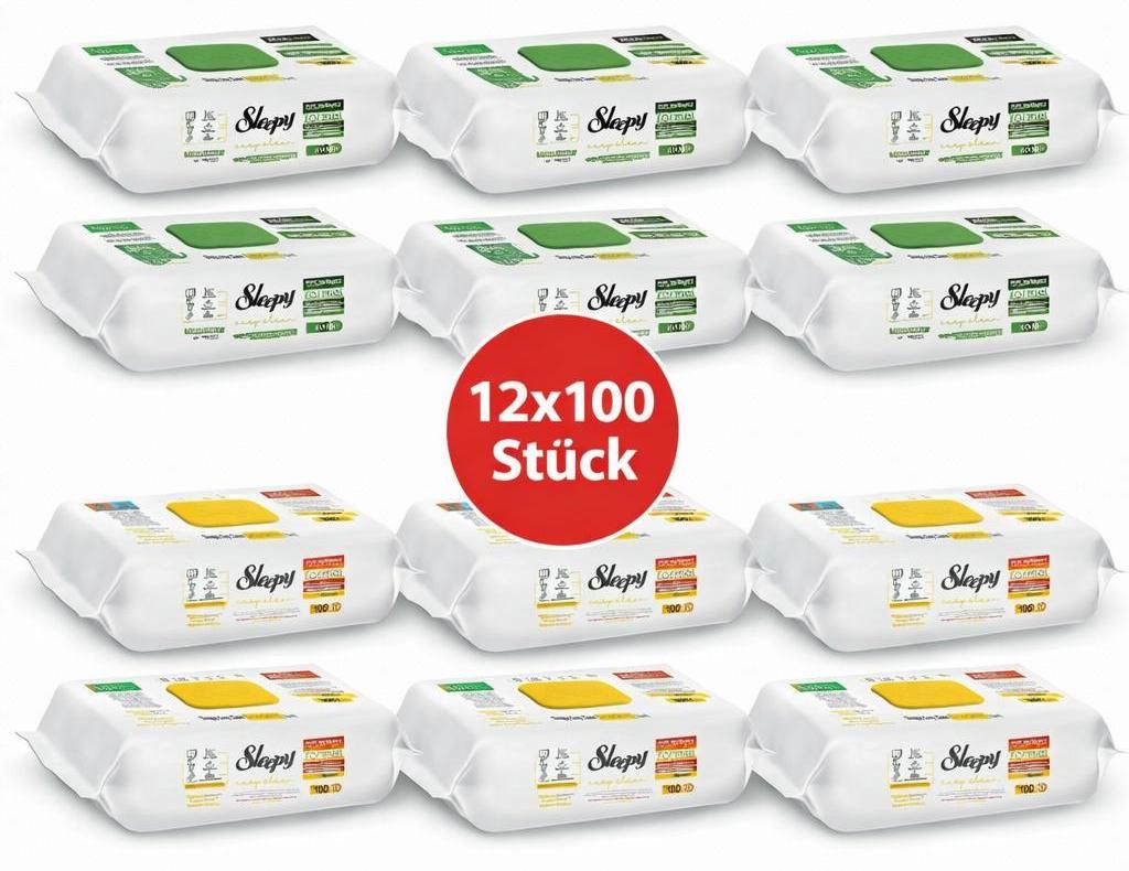 Sleepy Easy Clean Oberflächenreinigungstücher – 6x100 Gelb + 6x100 Anannas | Frischekick Haushalt