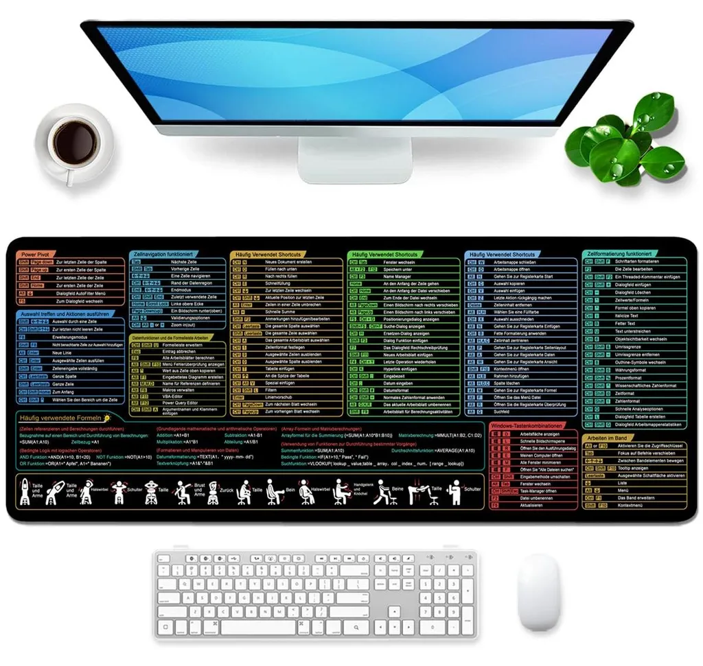 Grand sous-main de bureau XL avec tapis de souris gaming étendu Excel