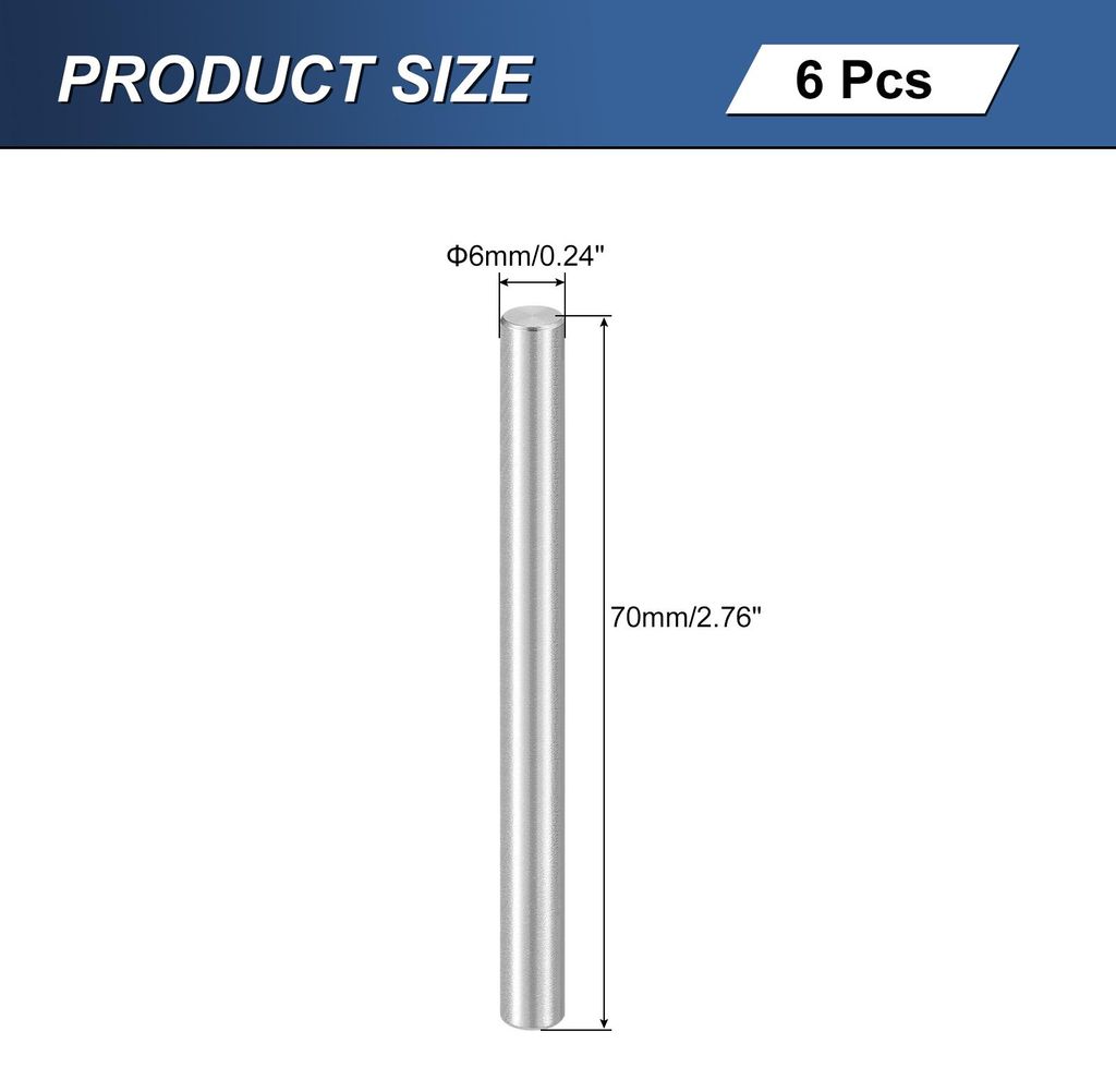 6 Stš¹ck M6 x 70mm 304 Edelstahl Zylinderstift, Zylindrischer Regalstš¹tzstift Parallelstiftbefestiger fš¹r mechanische Fertigung, Industrie,...
