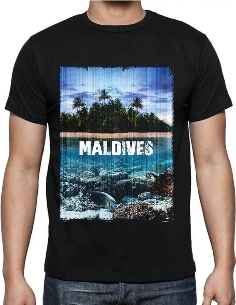 Herren Grafik T-Shirt Maldives 1 Öko-Verantwortlich Vintage Jahrgang Kurzarm Lustige Druck Geburtstag Geschenk Mann