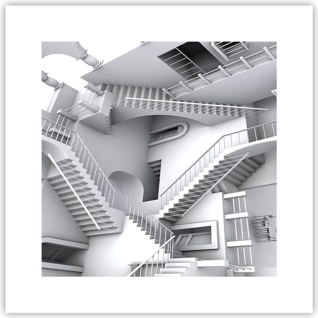 Poster - Poster ohne Rahmen - Wissenschaft Illusion Treppen - 30x30 cm - Wand Bild - Wanddeko - Wandbilder - Kunstposter - Wandposter - Bilder - Ku...
