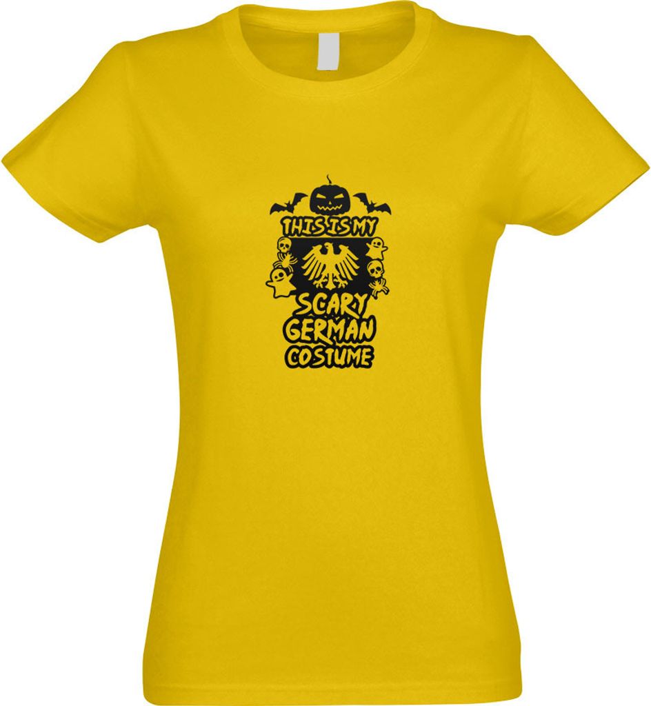 Kiwistar - T-Shirt tailliert - Damen - gelb - My Scary German Costume - mit Motiv Bedruckt - Funshirt Design - Sport - Freizeit - Damen - S