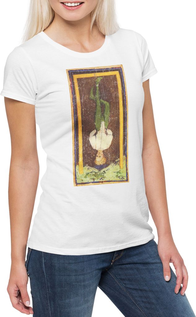 Urban Backwoods Tarot Arcanum Hanged Man, Damen T-Shirt, Farbe: Weiß, Größe: 3XL
