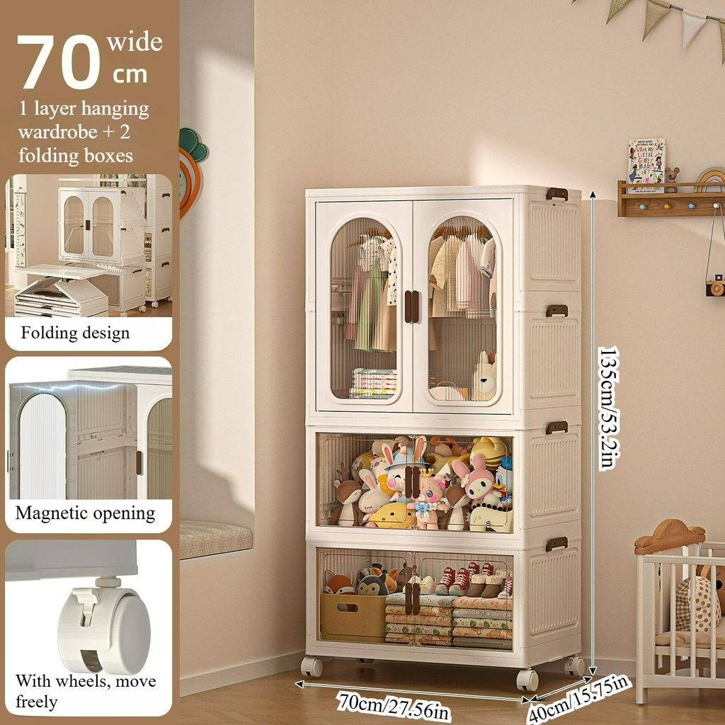 3Schicht 70cm breit Kleiderschrank,Faltbarer