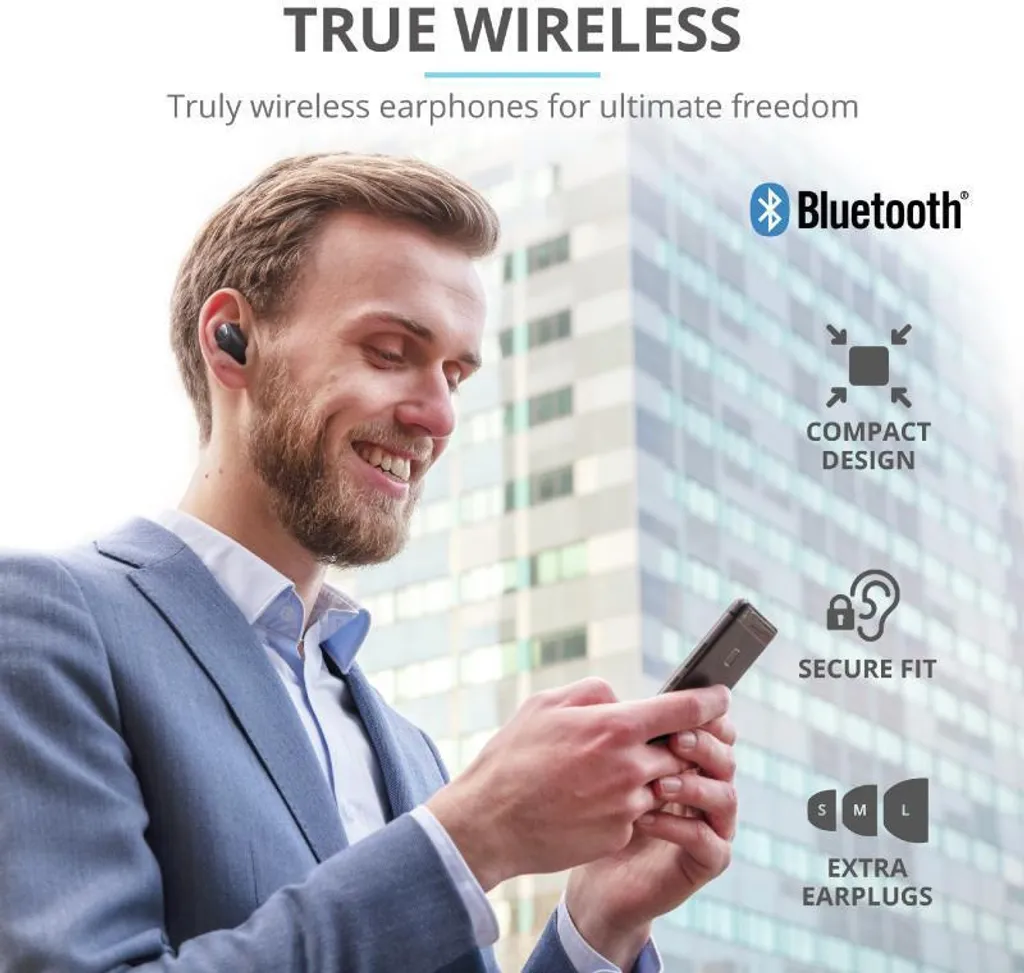 Casque Bluetooth Trust Nika TWS - Écouteurs Compacts Noir avec Micro Intégré - 24