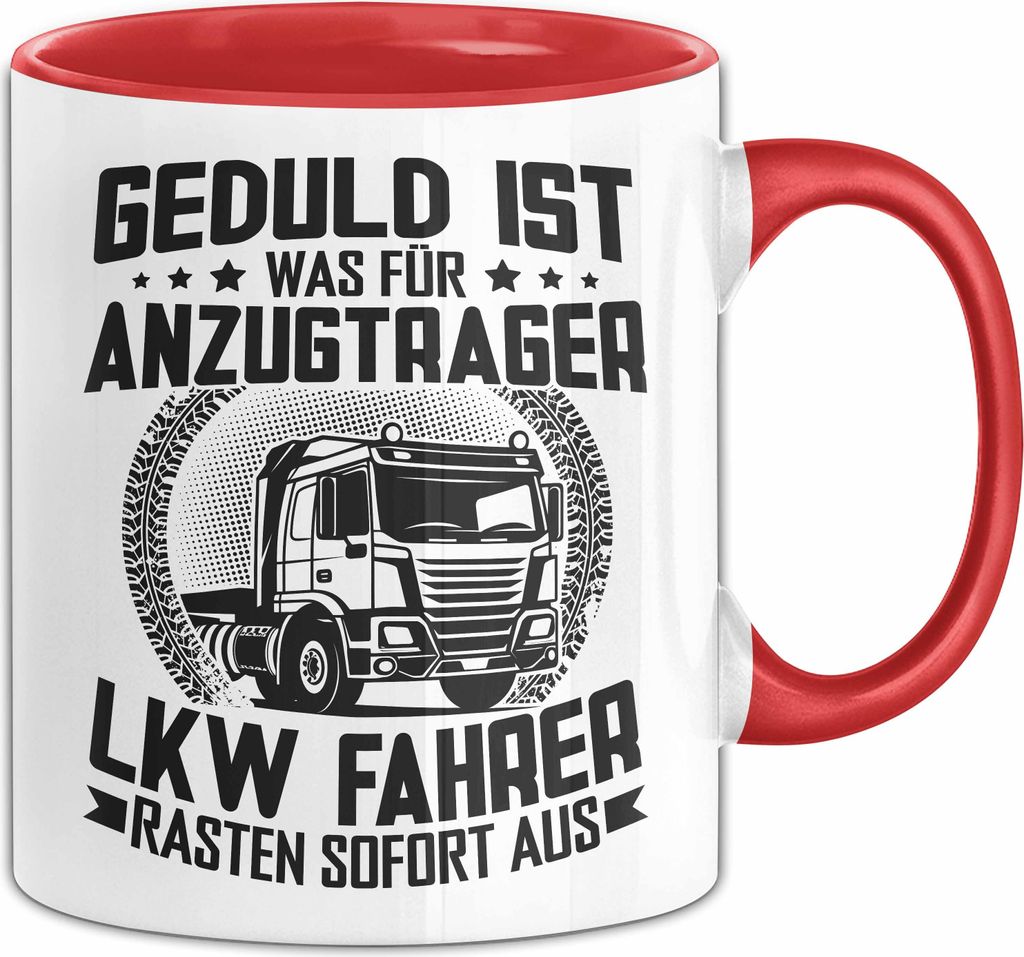 Trucker Tasse Geschenk Für Berufskraftfahrer Lkw Fahrer Geduld Ist Was Für Anzugträger Fernfahrer Berufskraftfahrer Becher (Rot)