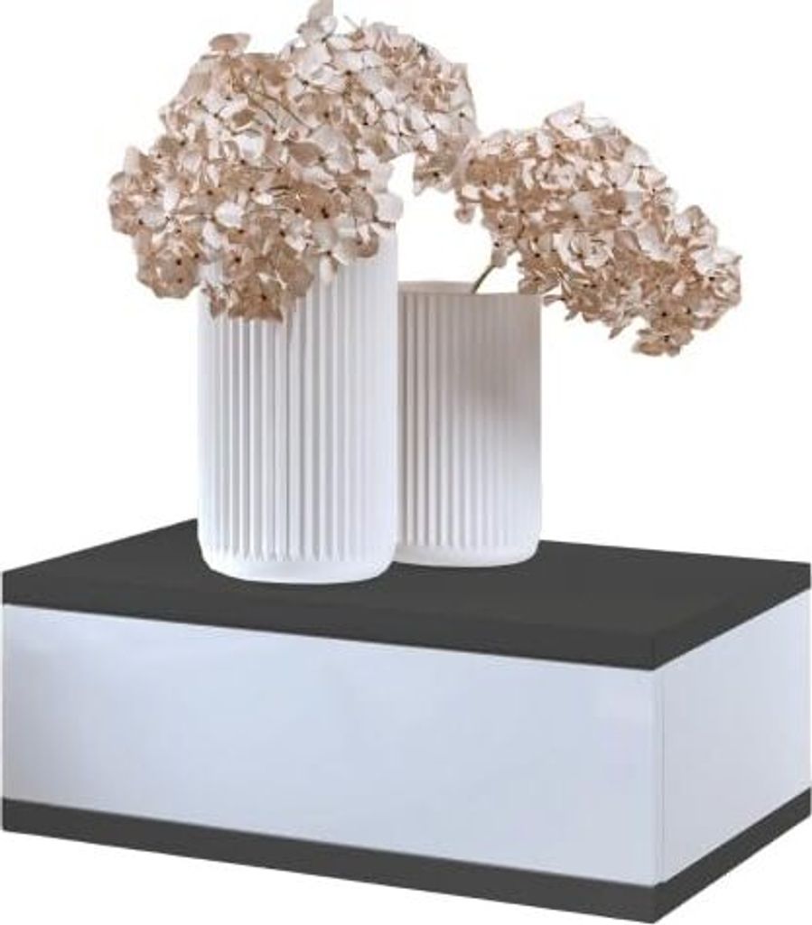 Comodino BDW, Comodino sospeso con cassetto, grafite/bianco Immagine del prodotto 