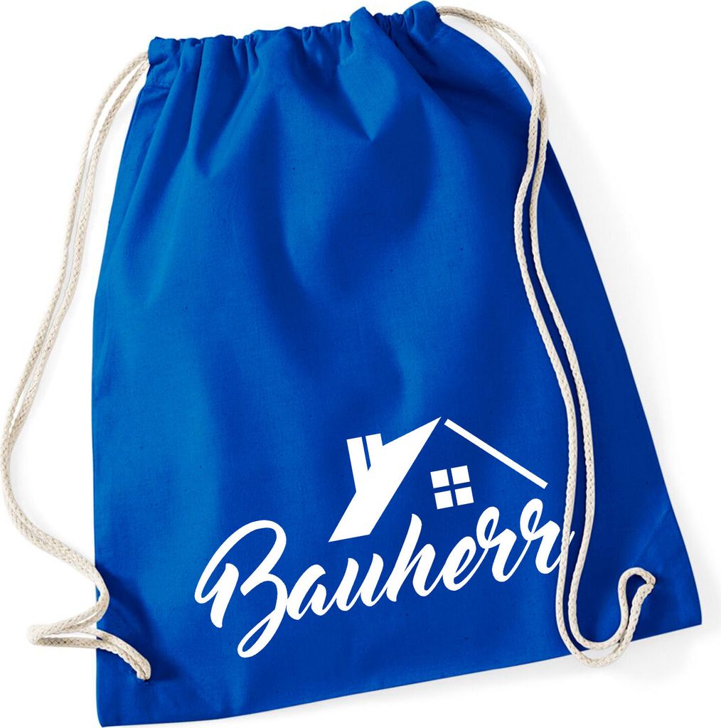 Huuraa Turnbeutel Bauherr 12 Liter Bright Royal Baumwolle Rucksack Geschenkidee