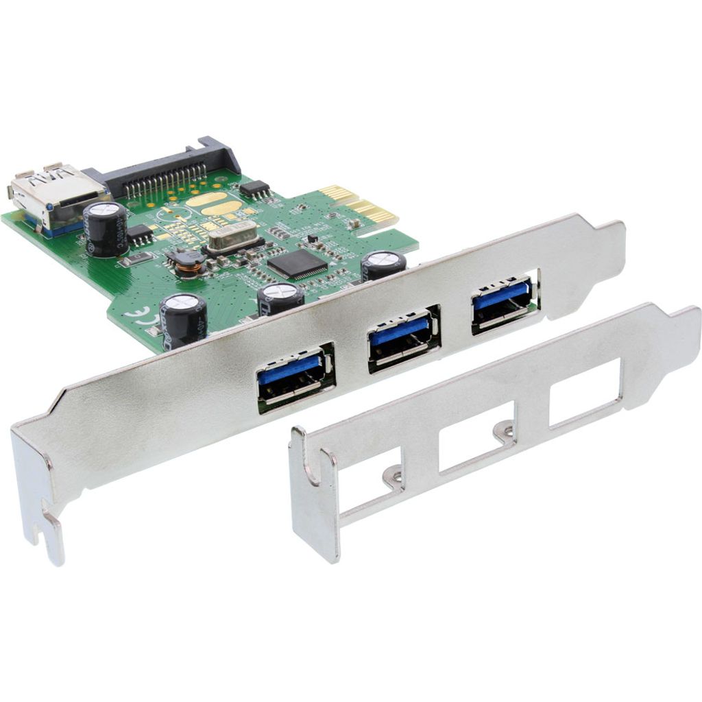 InLine Schnittstellenkarte, 3x+1x USB 3.0, PCIe, mit SATA Stromanschluss