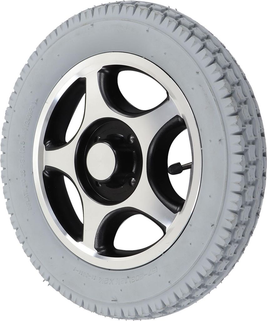 320-mm-Rollstuhlreifen, PolyurethanLuftreifen, Nabe aus Leichtmetallstahl, Hinterreifen für Behindertenfahrzeuge, 4-Loch