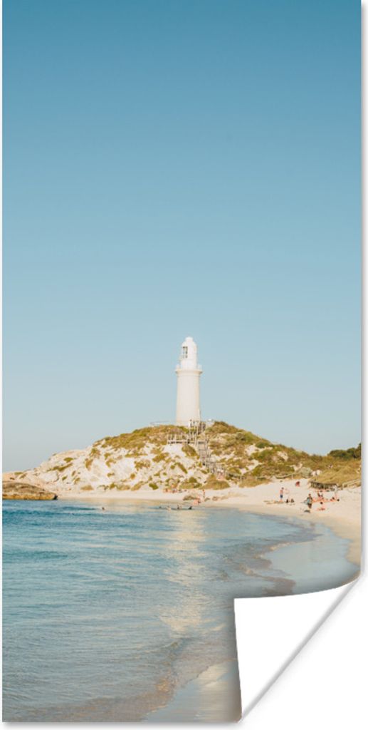 MuchoWow Poster Insel mit Leuchtturm 75x150 cm - Dekoration für die Wände