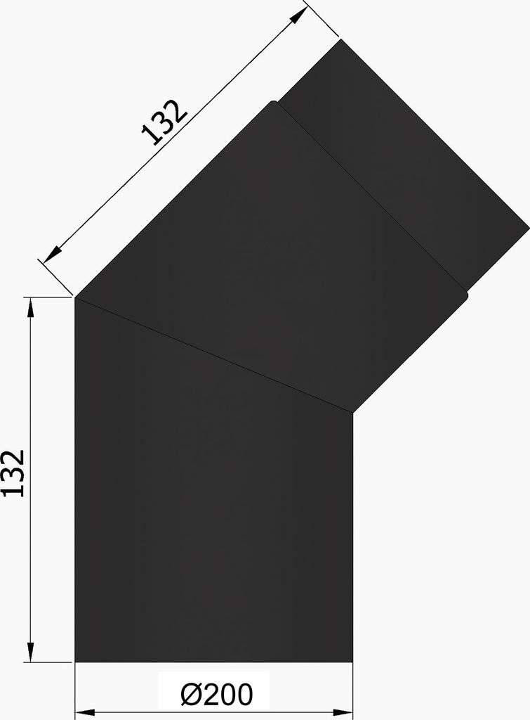 Rauchrohrbogen aus Stahlblech (Stärke 2 mm) schwarz