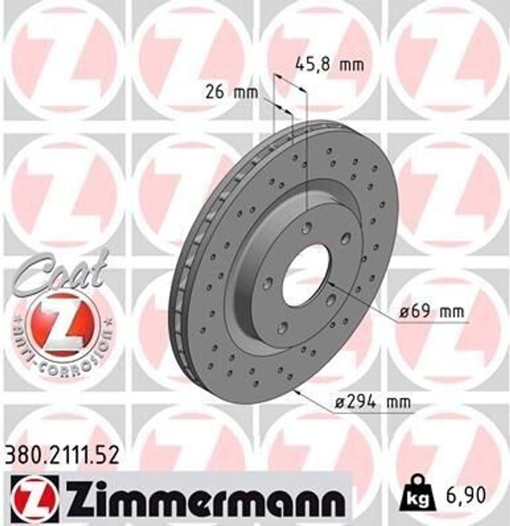 ZIMMERMANN 380.2111.52 - Bremsscheibe für Sebring (J), C4 Aircross, Compass, Patriot (MK74), 4008
