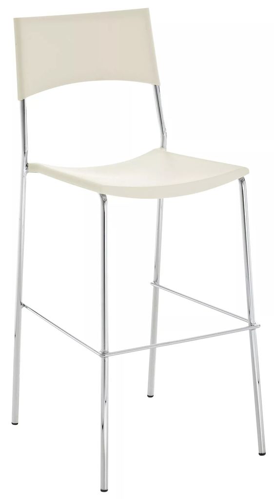 In And OutdoorMatch Barstuhl mit Rückenlehne Roxanne - 1er Set - Ergonomisch - Barstühle für Küche oder Kantine - Creme - Sitzhöhe 77cm