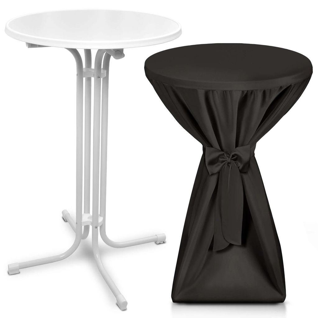 Beautissu Outdoor Stehtisch Bellini, klappbar, Ø60cm, Schwarz, mit Husse