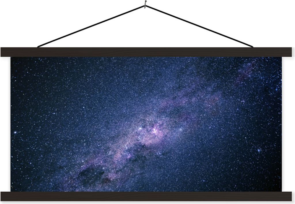 MuchoWow Textilposter Galaxie - Sterne - Weltraum - Jungen - Mädchen - Kinder 150x75 cm mit schwarzem Rahmen - Posterleiste