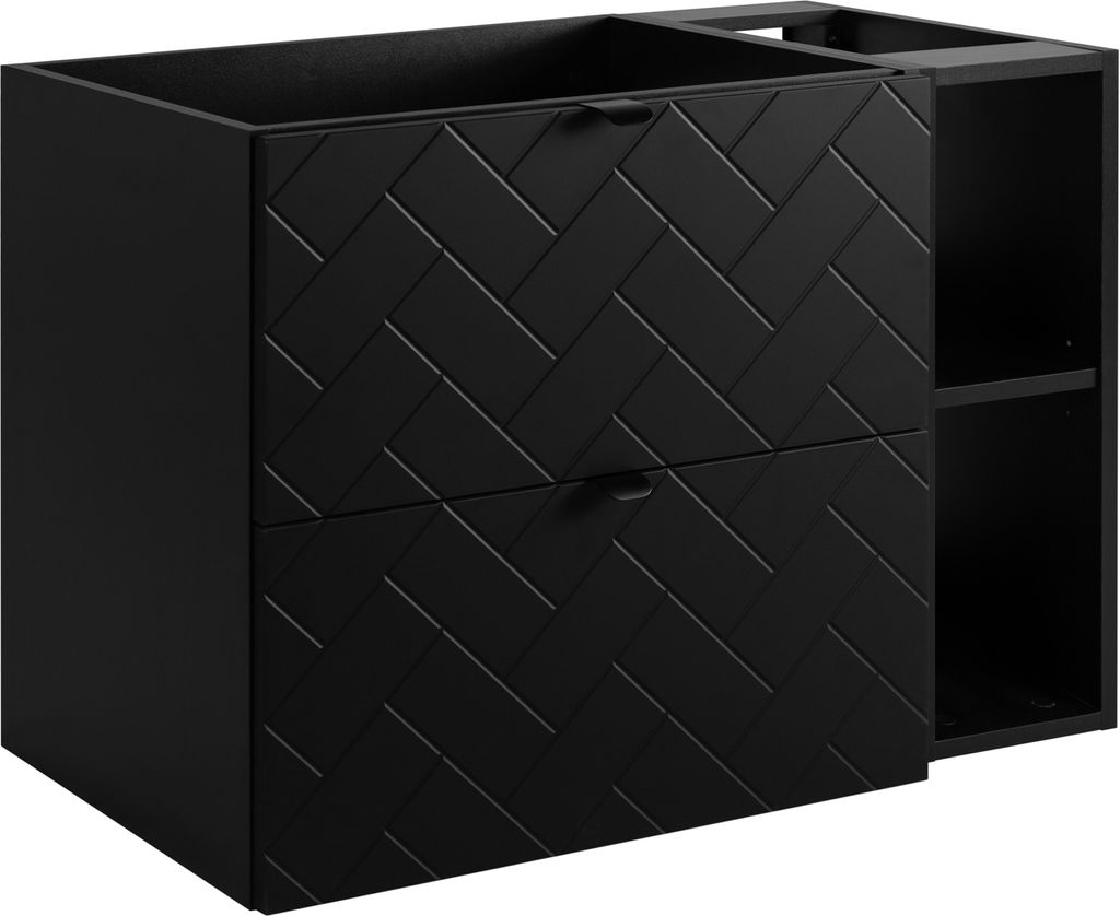 Badezimmerschrank, Schwarz mit schwarzer Griff, 80 x 57 x 46 cm
