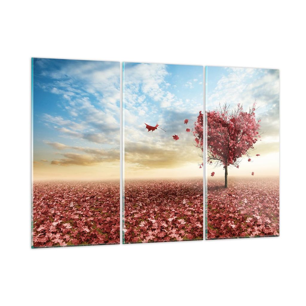 Bilder auf glas - Abstraktion Herbst Baum Blatt - 105x70cm - Glasbilder - Wandbilder - Kunstdruck - zum Aufhängen bereit - Wanddekoration aus Glas...