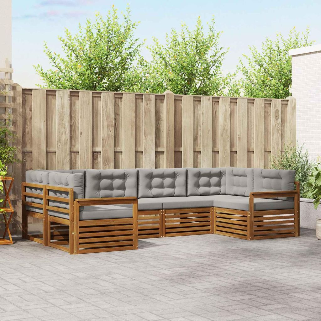 "Summerschlussverkauf"Sofagarnitur - CLORIS - Balkonmöbe/Sitzgruppe - 6 pcs - Moderne Design - Natürlich und Hellgrau Massivholz Akazie - Gartens...