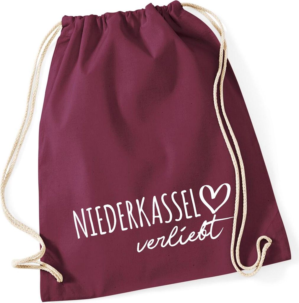 Huuraa Turnbeutel Niederkassel verliebt 12 Liter Burgundy Baumwolle Rucksack Geschenkidee