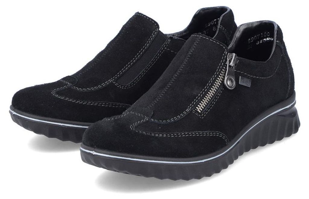 Rieker Damen Slipper en cuir véritable noir, Damen:39 EU Image du produit 
