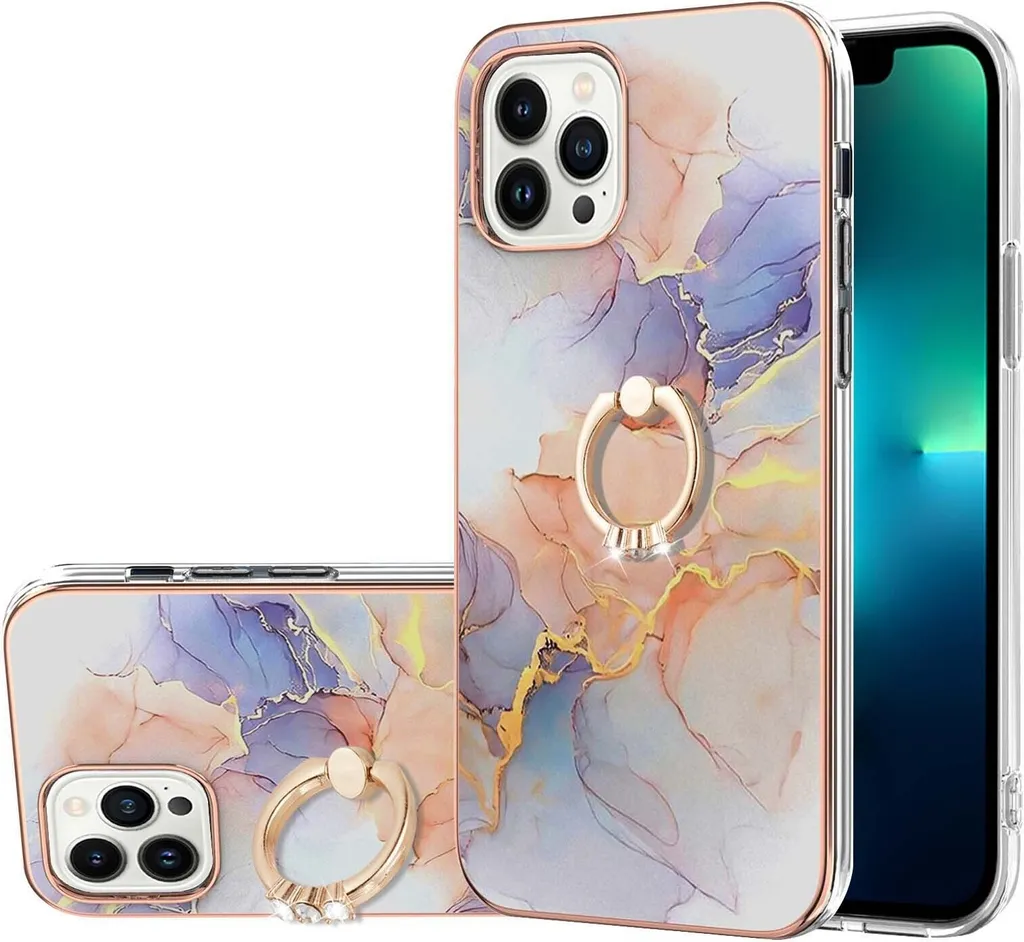 Custodia Professionale iPhone 13 Pro TPU Grigio Fantasia con Anello