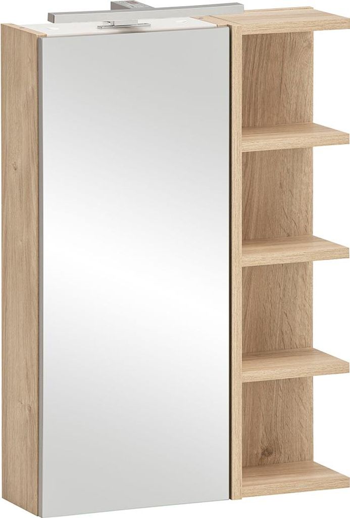 Badezimmer Spiegelschrank 50 cm breit in Eiche mit Beleuchtung - MORA-80