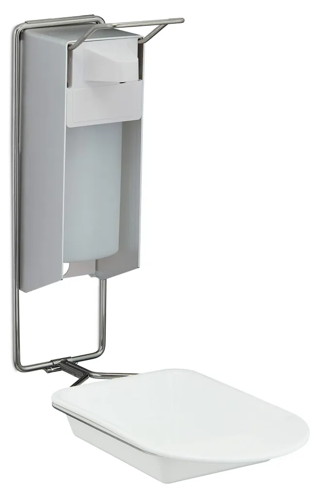 Distributeur de désinfectant en aluminium avec bac égouttoir