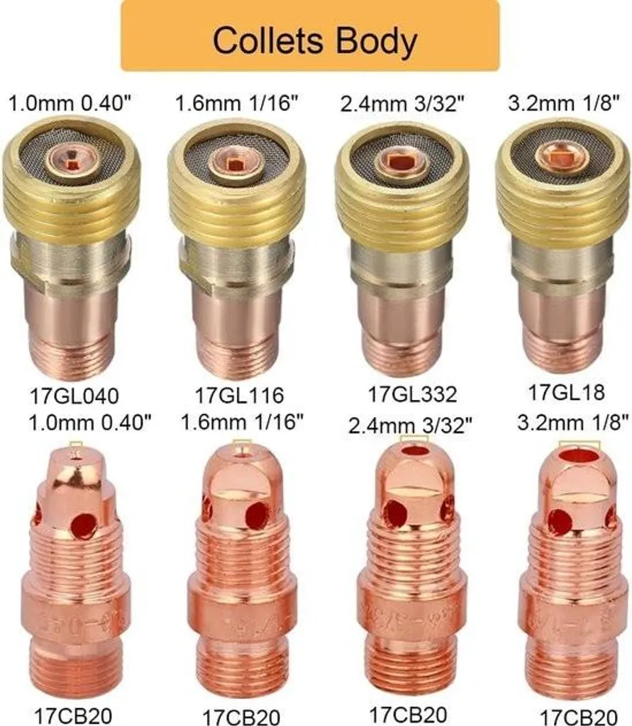 Set 48 pièces TIG WP-17/18/26 avec buses résistantes et diffuseurs