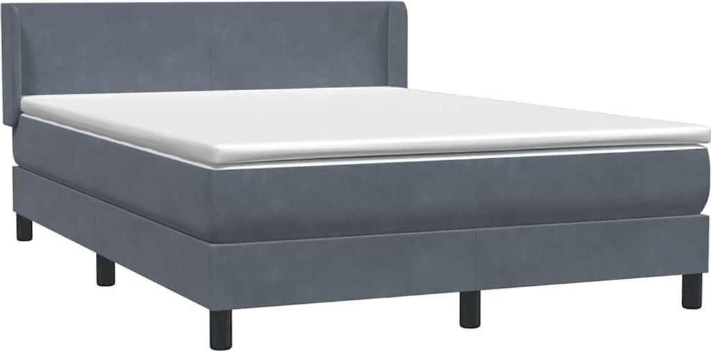 vidaXL Boxspringbett mit Matratze Dunkelgrau 140x220 cm Samt