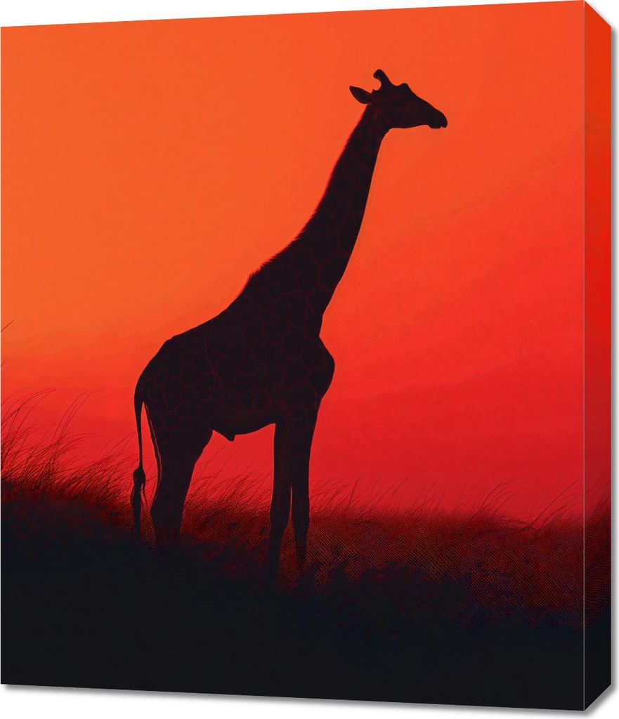 Bild 60x70cm Giraffe in Schwarz