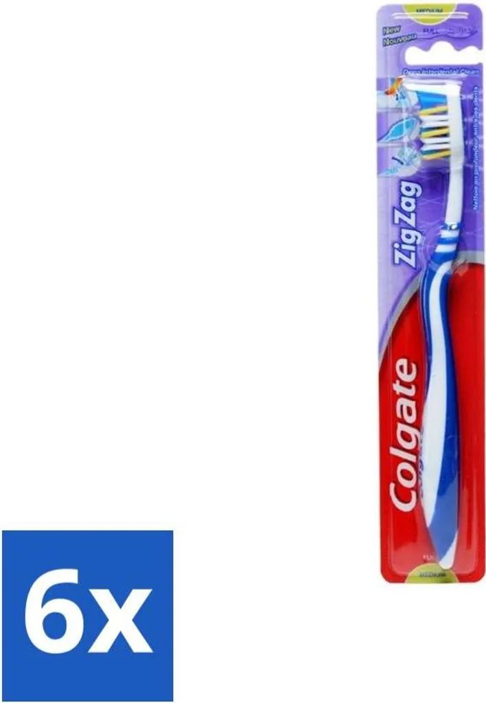 Spazzolino Colgate ZigZag Medium 6 Pack - Protezione Placca e Alito