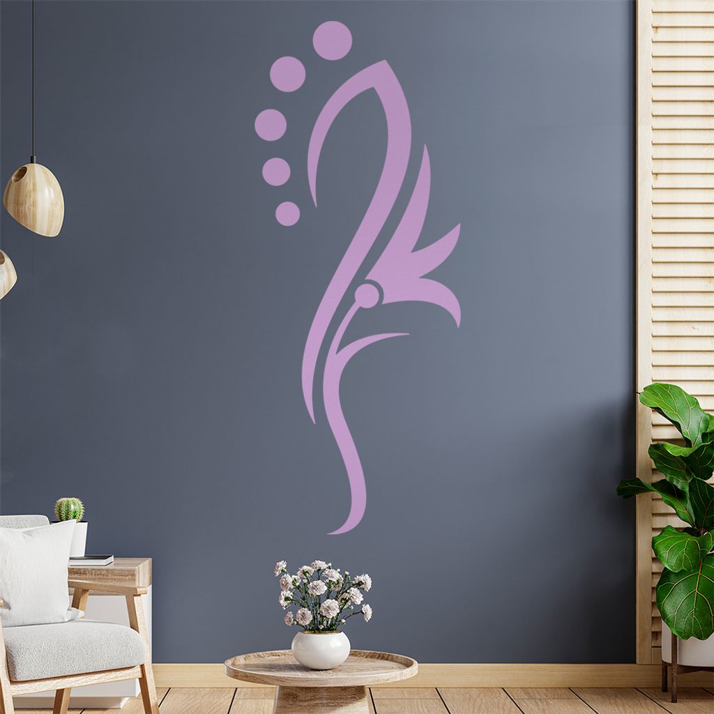 Blume - Linien Punkte Wandtattoo in 6 Größen - Wandaufkleber Wall Sticker - Dekoration, Küche, Wohnzimmer, Schlafzimmer, Badezimmer
